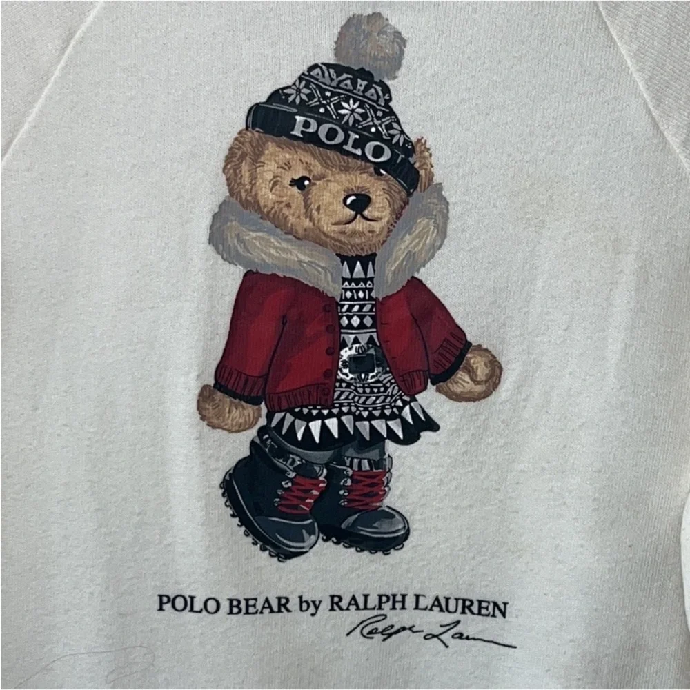Authentic Ralph Lauren Polo designer Bear Cotton Fleece Dress sz 4 girls